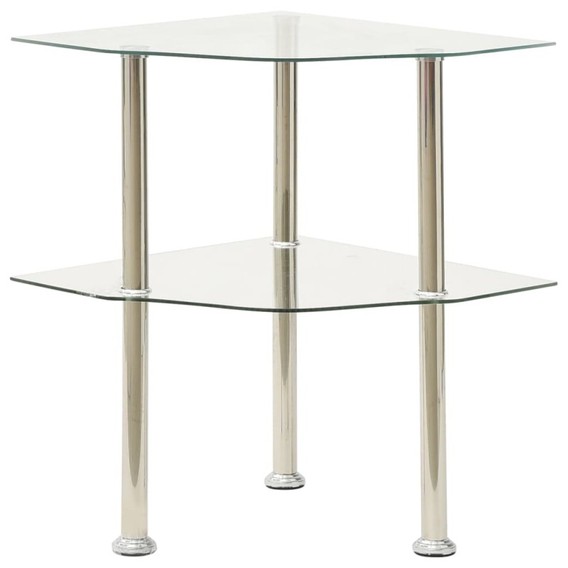 vidaXL Beistelltisch mit 2 Ablagen Transparent 38x38x50 cm Hartglas vidaXL Beistelltisch mit 2 Ablagen Transparent 38x38x50 cm Hartglas