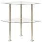 vidaXL Beistelltisch mit 2 Ablagen Transparent 38x38x50 cm Hartglas vidaXL Beistelltisch mit 2 Ablagen Transparent 38x38x50 cm Hartglas