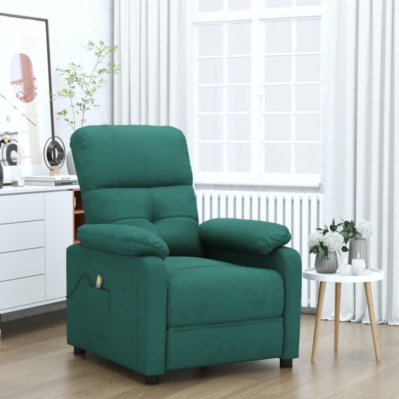 vidaXL Massagesessel Dunkelgrün Stoff vidaXL Massagesessel Dunkelgrün Stoff