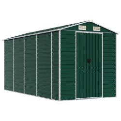 vidaXL Gerätehaus Grün 191x385x198 cm Verzinkter Stahl