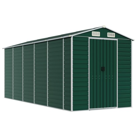 vidaXL Gerätehaus Grün 191x470x198 cm Verzinkter Stahl