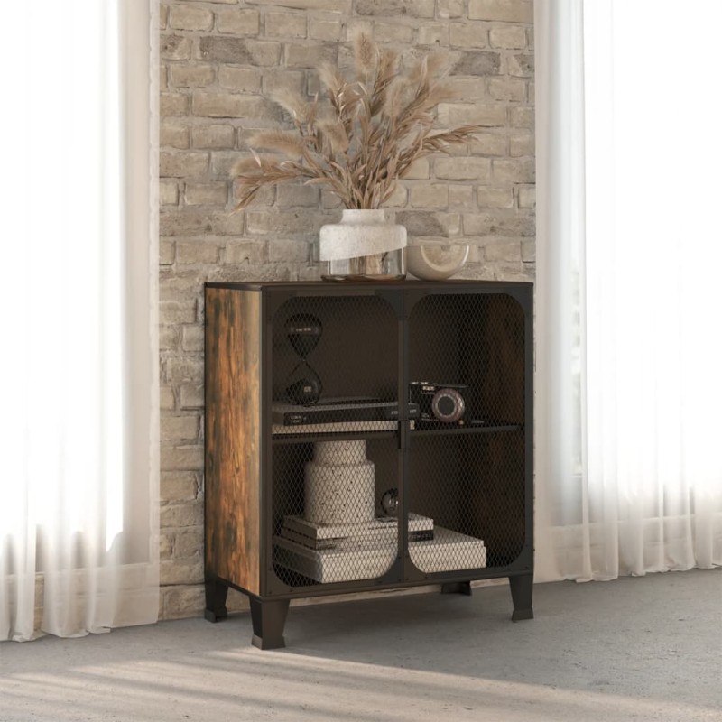 vidaXL Aufbewahrungsschrank Rustikal Braun 72x36x82 cm Metall und MDF vidaXL Aufbewahrungsschrank Rustikal Braun 72x36x82 cm Metall und MDF