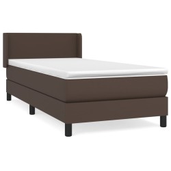 vidaXL Boxspringbett mit Matratze Braun 100x200 cm Kunstleder