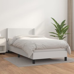 vidaXL Boxspringbett mit Matratze Weiß 100x200 cm Kunstleder