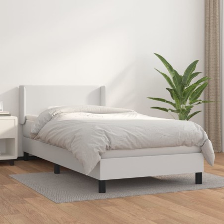 vidaXL Boxspringbett mit Matratze Weiß 100x200 cm Kunstleder