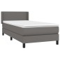 vidaXL Boxspringbett mit Matratze Grau 100x200 cm Kunstleder vidaXL Boxspringbett mit Matratze Grau 100x200 cm Kunstleder