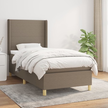 vidaXL Boxspringbett mit Matratze Taupe 90x200 cm Stoff
