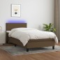 vidaXL Boxspringbett mit Matratze & LED Dunkelbraun 90x190 cm Stoff vidaXL Boxspringbett mit Matratze & LED Dunkelbraun 90x190 cm Stoff