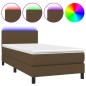 vidaXL Boxspringbett mit Matratze & LED Dunkelbraun 90x190 cm Stoff vidaXL Boxspringbett mit Matratze & LED Dunkelbraun 90x190 cm Stoff