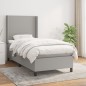 vidaXL Boxspringbett mit Matratze Hellgrau 90x190 cm Stoff vidaXL Boxspringbett mit Matratze Hellgrau 90x190 cm Stoff