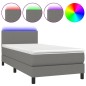 vidaXL Boxspringbett mit Matratze & LED Dunkelgrau 100x200 cm Stoff vidaXL Boxspringbett mit Matratze & LED Dunkelgrau 100x200 cm Stoff