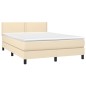 vidaXL Boxspringbett mit Matratze & LED Creme 140x200 cm Stoff vidaXL Boxspringbett mit Matratze & LED Creme 140x200 cm Stoff
