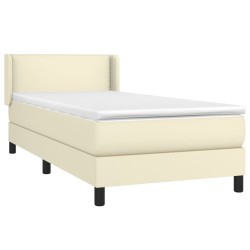 vidaXL Boxspringbett mit Matratze Creme 80x200 cm Kunstleder