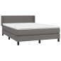 vidaXL Boxspringbett mit Matratze Grau 140x200 cm Kunstleder vidaXL Boxspringbett mit Matratze Grau 140x200 cm Kunstleder