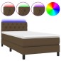 vidaXL Boxspringbett mit Matratze & LED Dunkelbraun 80x200 cm Stoff vidaXL Boxspringbett mit Matratze & LED Dunkelbraun 80x200 cm Stoff