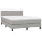 vidaXL Boxspringbett mit Matratze & LED Hellgrau 140x200 cm Stoff vidaXL Boxspringbett mit Matratze & LED Hellgrau 140x200 cm Stoff
