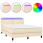 vidaXL Boxspringbett mit Matratze & LED Creme 140x190 cm Stoff vidaXL Boxspringbett mit Matratze & LED Creme 140x190 cm Stoff