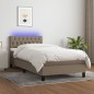 vidaXL Boxspringbett mit Matratze & LED Taupe 90x200 cm Stoff vidaXL Boxspringbett mit Matratze & LED Taupe 90x200 cm Stoff