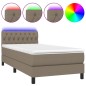 vidaXL Boxspringbett mit Matratze & LED Taupe 90x200 cm Stoff vidaXL Boxspringbett mit Matratze & LED Taupe 90x200 cm Stoff