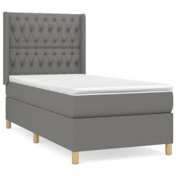 vidaXL Boxspringbett mit Matratze Dunkelgrau 90x200 cm Stoff