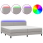 vidaXL Boxspringbett mit Matratze & LED Hellgrau 200x200 cm Stoff vidaXL Boxspringbett mit Matratze & LED Hellgrau 200x200 cm Stoff