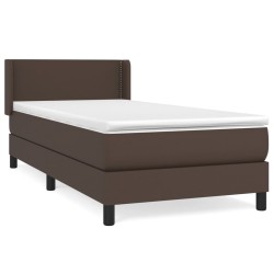 vidaXL Boxspringbett mit Matratze Braun 90x200 cm Kunstleder
