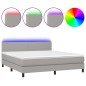 vidaXL Boxspringbett mit Matratze & LED Hellgrau 160x200 cm Stoff vidaXL Boxspringbett mit Matratze & LED Hellgrau 160x200 cm Stoff