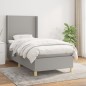vidaXL Boxspringbett mit Matratze Hellgrau 100x200 cm Stoff vidaXL Boxspringbett mit Matratze Hellgrau 100x200 cm Stoff