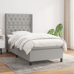 vidaXL Boxspringbett mit Matratze Hellgrau 80x200 cm Stoff