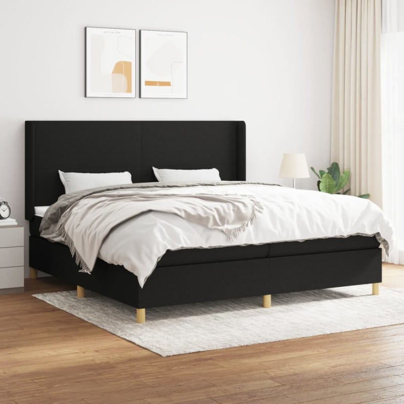 vidaXL Boxspringbett mit Matratze Schwarz 200x200 cm Stoff vidaXL Boxspringbett mit Matratze Schwarz 200x200 cm Stoff