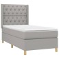 vidaXL Boxspringbett mit Matratze Hellgrau 80x200 cm Stoff vidaXL Boxspringbett mit Matratze Hellgrau 80x200 cm Stoff
