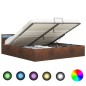 Bett mit Bettkasten Hydraulisch LED Braun Stoff 180x200 cm Bett mit Bettkasten Hydraulisch LED Braun Stoff 180x200 cm