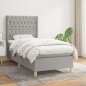 vidaXL Boxspringbett mit Matratze Hellgrau 90x200 cm Stoff vidaXL Boxspringbett mit Matratze Hellgrau 90x200 cm Stoff