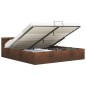 Bett mit Bettkasten Hydraulisch LED Braun Stoff 180x200 cm Bett mit Bettkasten Hydraulisch LED Braun Stoff 180x200 cm