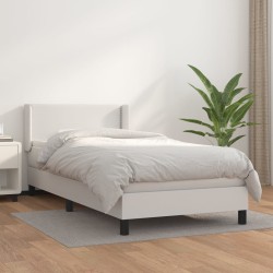 vidaXL Boxspringbett mit Matratze Weiß 80x200 cm Kunstleder