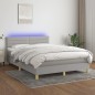 vidaXL Boxspringbett mit Matratze & LED Hellgrau 140x200 cm Stoff vidaXL Boxspringbett mit Matratze & LED Hellgrau 140x200 cm Stoff