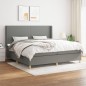 vidaXL Boxspringbett mit Matratze Dunkelgrau 200x200 cm Stoff vidaXL Boxspringbett mit Matratze Dunkelgrau 200x200 cm Stoff