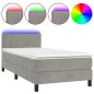 vidaXL Boxspringbett mit Matratze & LED Hellgrau 90x200 cm Samt vidaXL Boxspringbett mit Matratze & LED Hellgrau 90x200 cm Samt