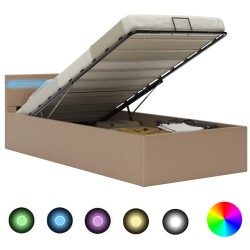 vidaXL Bett mit Bettkasten LED Cappuccino-Braun Kunstleder 100x200 cm 