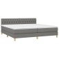 vidaXL Boxspringbett mit Matratze & LED Dunkelgrau 200x200 cm Stoff vidaXL Boxspringbett mit Matratze & LED Dunkelgrau 200x200 cm Stoff