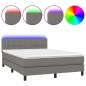 vidaXL Boxspringbett mit Matratze & LED Dunkelgrau 140x190 cm Stoff vidaXL Boxspringbett mit Matratze & LED Dunkelgrau 140x190 cm Stoff