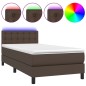 vidaXL Boxspringbett mit Matratze & LED Braun 90x200 cm Kunstleder vidaXL Boxspringbett mit Matratze & LED Braun 90x200 cm Kunstleder