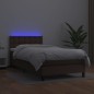 vidaXL Boxspringbett mit Matratze & LED Braun 90x200 cm Kunstleder vidaXL Boxspringbett mit Matratze & LED Braun 90x200 cm Kunstleder