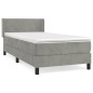 vidaXL Boxspringbett mit Matratze Hellgrau 90x190 cm Samt vidaXL Boxspringbett mit Matratze Hellgrau 90x190 cm Samt