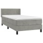 vidaXL Boxspringbett mit Matratze Hellgrau 90x190 cm Samt vidaXL Boxspringbett mit Matratze Hellgrau 90x190 cm Samt