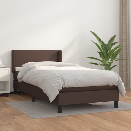vidaXL Boxspringbett mit Matratze Braun 80x200 cm Kunstleder