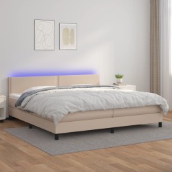 vidaXL Boxspringbett mit Matratze & LED Cappuccino-Braun 200x200cm