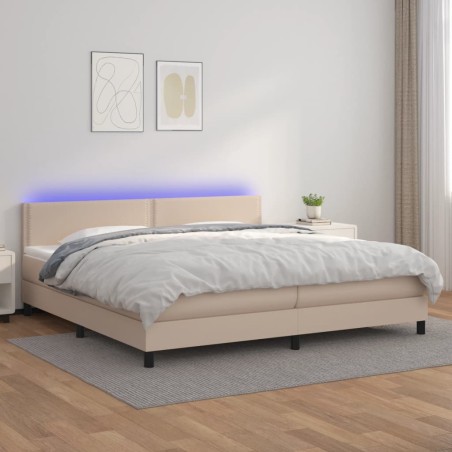 vidaXL Boxspringbett mit Matratze & LED Cappuccino-Braun 200x200cm