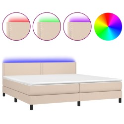 vidaXL Boxspringbett mit Matratze & LED Cappuccino-Braun 200x200cm