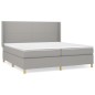 vidaXL Boxspringbett mit Matratze Hellgrau 200x200 cm Stoff vidaXL Boxspringbett mit Matratze Hellgrau 200x200 cm Stoff
